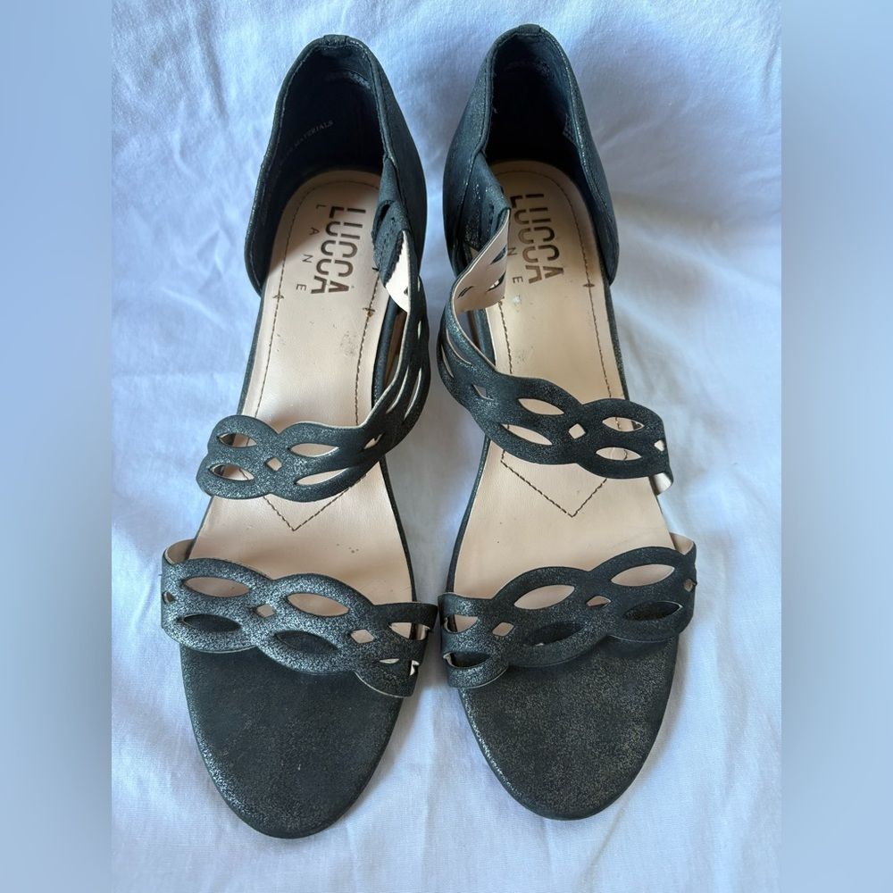 Lucca Lane Evan Wedge Sandals Cork Heels Size 8